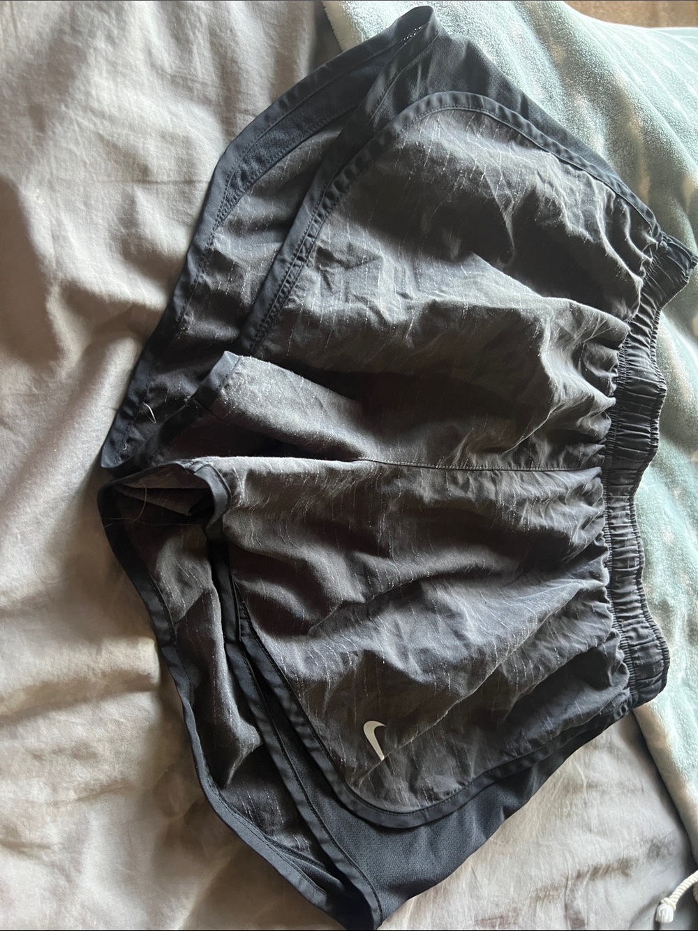 Nike Black/Gray Women's Running Shorts with White Swoosh